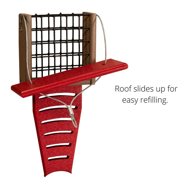 The 'Drum Line' Tail-Prop Suet Feeder | JCS Wildlife Recycled Poly-Lumber Woodpecker Suet Feeder