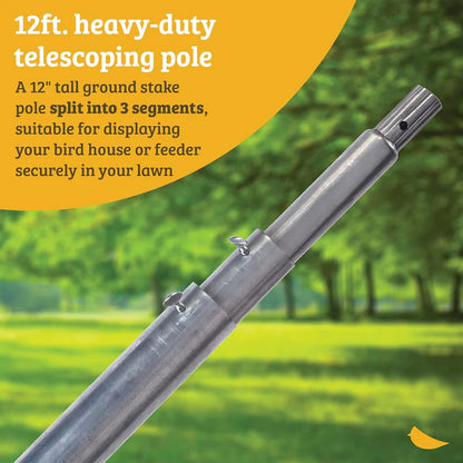 The 'Mast' Purple Martin House Pole | Birds Choice Heavy Duty Galvanized Steel Telescoping Pole with Ground Sleeve