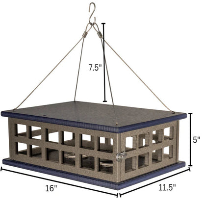 The 'Sky Diner' Deluxe Caged Platform Bluebird Feeder | JCS Wildlife Recycled Poly-Lumber Mealworm Feeder