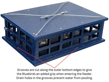 The 'Sky Diner' Deluxe Caged Platform Bluebird Feeder | JCS Wildlife Recycled Poly-Lumber Mealworm Feeder
