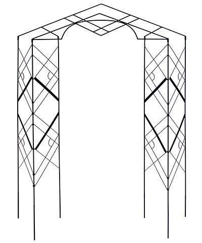 The Athena Artisan Pediment | 77" Wrought Iron Bi-Fold Garden Trellis | Achla Designs