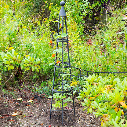 The 'Grand Spire' Garden Obelisk | Achla Designs Gray Metal Climbing Plant Trellis