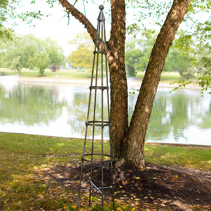 The 'Grand Spire' Garden Obelisk | Achla Designs Gray Metal Climbing Plant Trellis