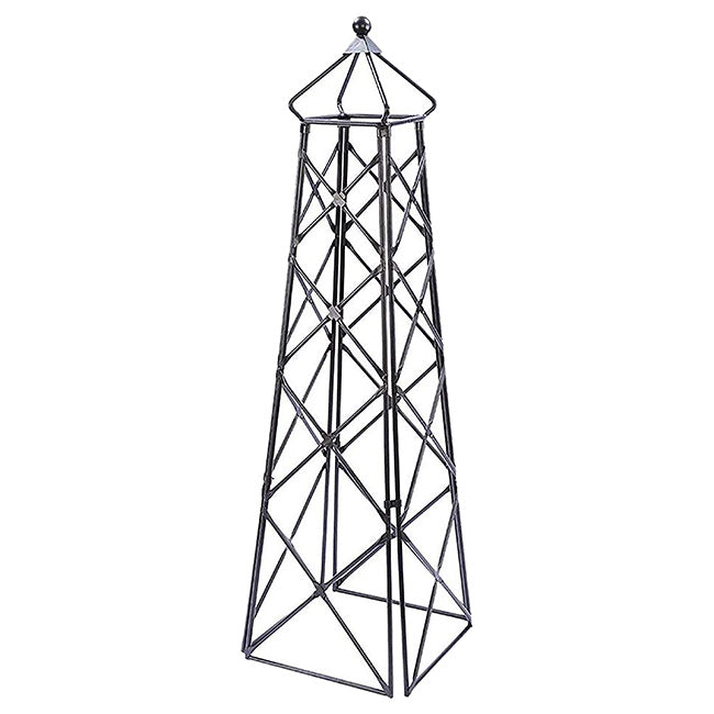 The 'Iron Spire' Lattice Obelisk | Achla Designs Graphite Wrought Iron Garden Trellis