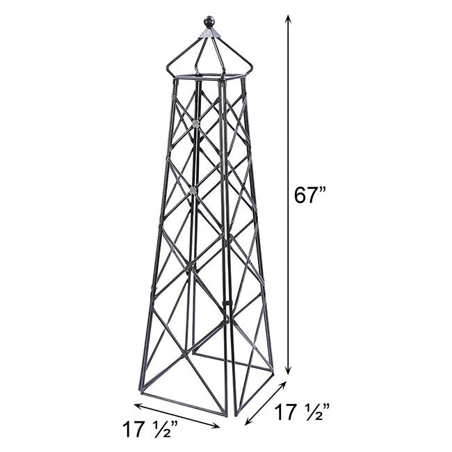 The 'Iron Spire' Lattice Obelisk | Achla Designs Graphite Wrought Iron Garden Trellis