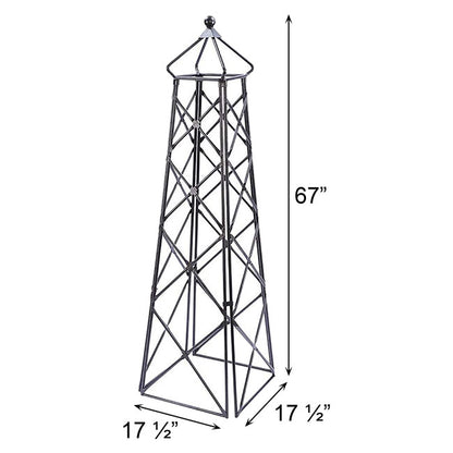 The 'Iron Spire' Lattice Obelisk | Achla Designs Graphite Wrought Iron Garden Trellis