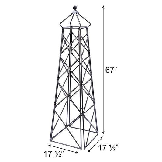 The 'Iron Spire' Lattice Obelisk | Achla Designs Graphite Wrought Iron Garden Trellis