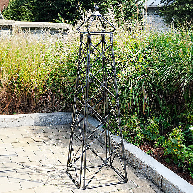 The 'Iron Spire' Lattice Obelisk | Achla Designs Graphite Wrought Iron Garden Trellis