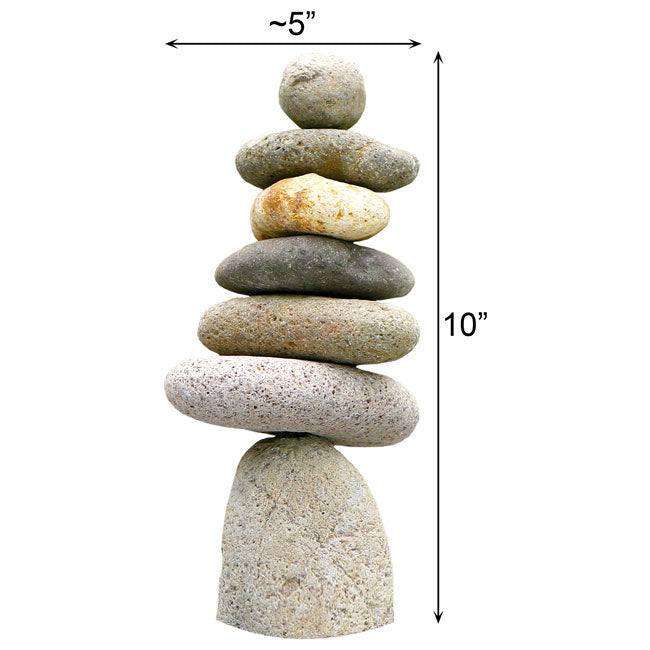 The 'Apex' Seven-Stone River Cairn | 10" Natural Stacking Stones Garden Art