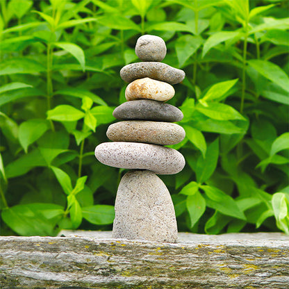 The 'Apex' Seven-Stone River Cairn | 10" Natural Stacking Stones Garden Art