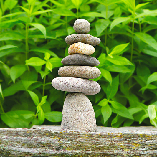 The 'Apex' Seven-Stone River Cairn | 10" Natural Stacking Stones Garden Art