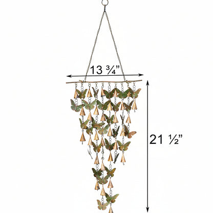 The Butterfly Chime Chromatic | 21" Verdigris and Copper Hanging Bell Chime | Ancient Graffiti