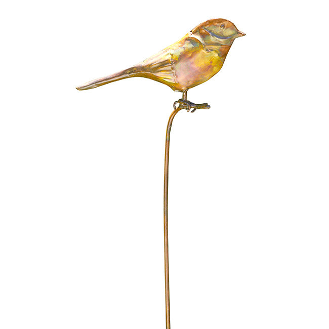 The Sentry Hand-Finished Copper Avian Accent | 33" Metal Bird Garden Stake | Ancient Graffiti
