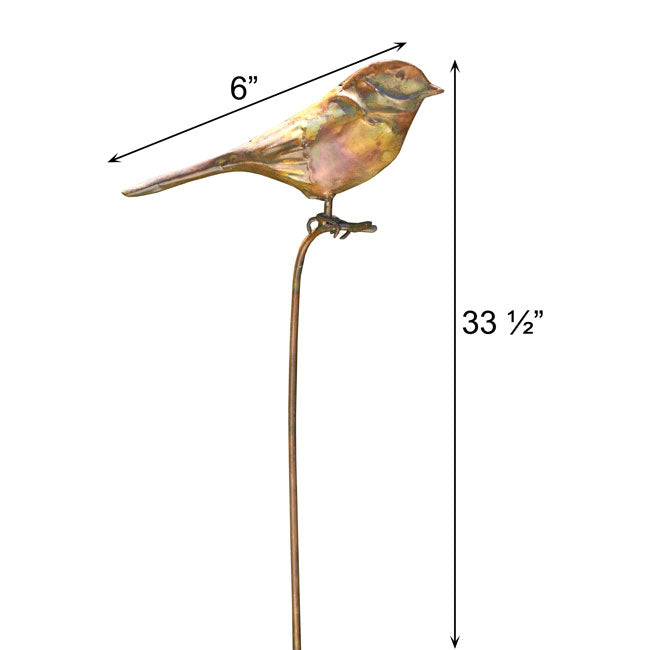 The Sentry Hand-Finished Copper Avian Accent | 33" Metal Bird Garden Stake | Ancient Graffiti