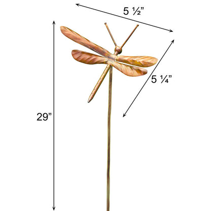 The Aureate Glider Flamed Copper Dragonfly | 29" Artisan Metal Garden Stake | Ancient Graffiti