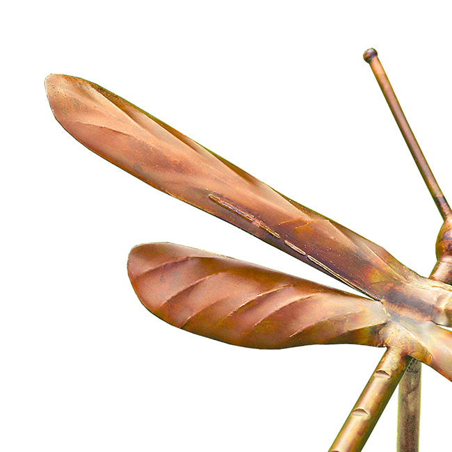 The Aureate Glider Flamed Copper Dragonfly | 29" Artisan Metal Garden Stake | Ancient Graffiti