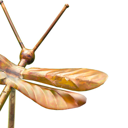 The Aureate Glider Flamed Copper Dragonfly | 29" Artisan Metal Garden Stake | Ancient Graffiti