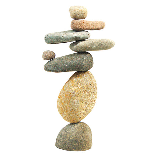 The Equilibrium Eight-Stone River Cairn | 14" Large Natural Stacking Stones Garden Art | Ancient Graffiti