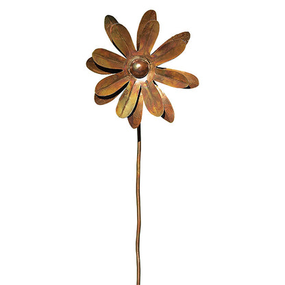 The Zinnia Kinetic Cluster | Set of 4 Flamed Copper Steel Wind Spinners | Ancient Graffiti