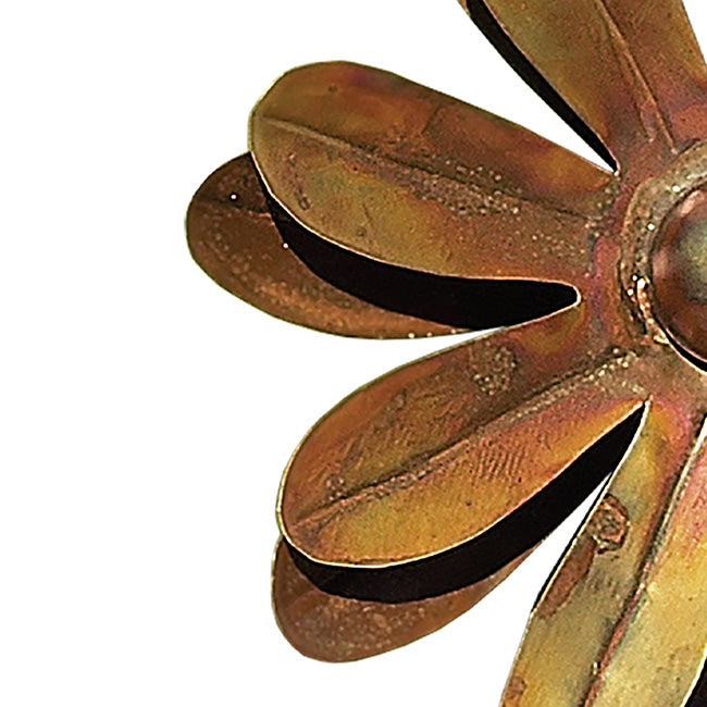 The Zinnia Kinetic Cluster | Set of 4 Flamed Copper Steel Wind Spinners | Ancient Graffiti