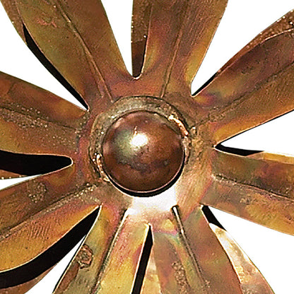 The Zinnia Kinetic Cluster | Set of 4 Flamed Copper Steel Wind Spinners | Ancient Graffiti