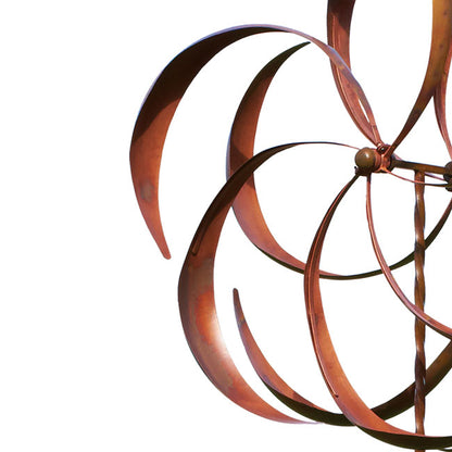 The Copper Bloom | 87" Extra-Large Double Kinetic Wind Sculpture | Flamed Copper | Ancient Graffiti