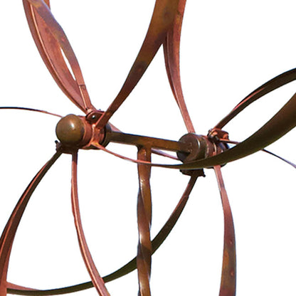 The Copper Bloom | 87" Extra-Large Double Kinetic Wind Sculpture | Flamed Copper | Ancient Graffiti