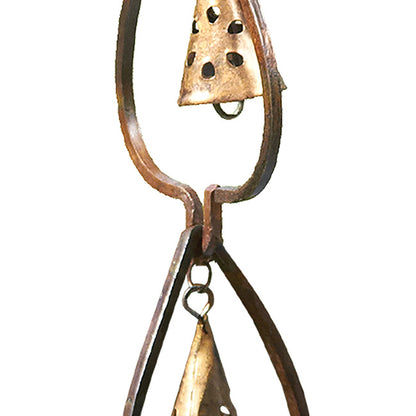 The Aspen Leaf Populus Tremuloides Pillar | 93" Aged Copper Steel Bell Rain Chain | Ancient Graffiti