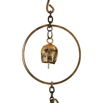 The Vesper Acoustic Copper Steel Rain Chain | 90" Decorative Gutter Downspout with Bells | Ancient Graffiti | Great Garden Gift