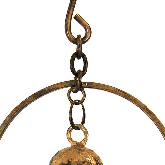The Vesper Acoustic Copper Steel Rain Chain | 90" Decorative Gutter Downspout with Bells | Ancient Graffiti | Great Garden Gift