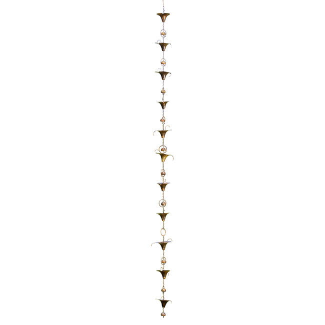 The Calla Lily Zantedeschia Spire | 98" Flamed Copper Floral Rain Chain | Ancient Graffiti