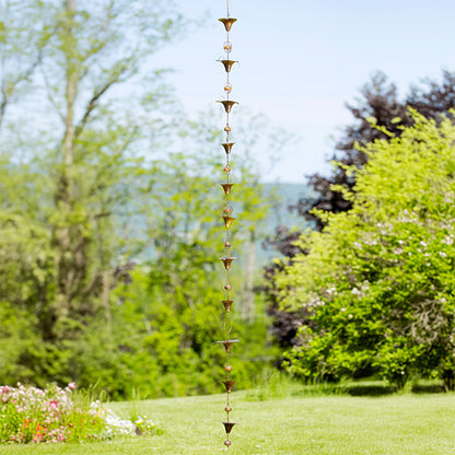 The Calla Lily Zantedeschia Spire | 98" Flamed Copper Floral Rain Chain | Ancient Graffiti