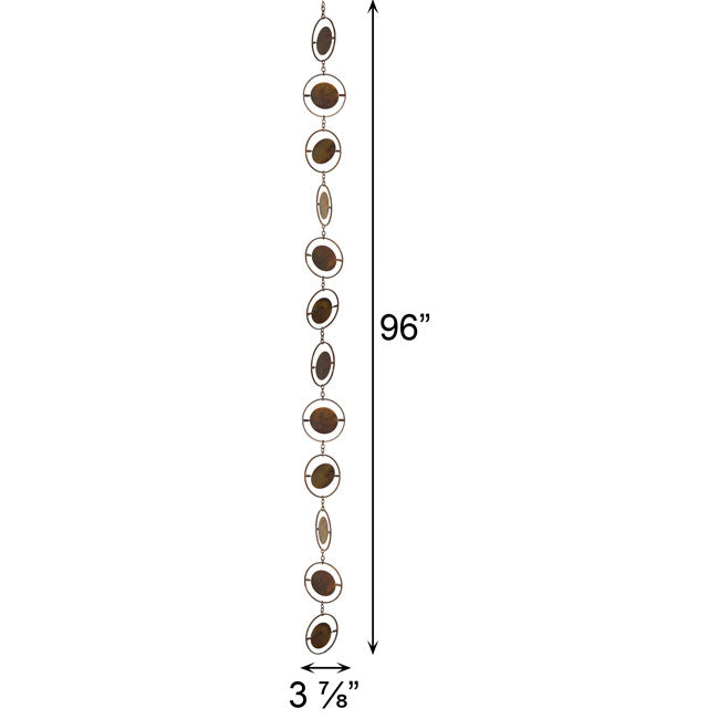 The Orbital Pluvials | 96" Flamed Copper Iron Square Rain Chain | Ancient Graffiti