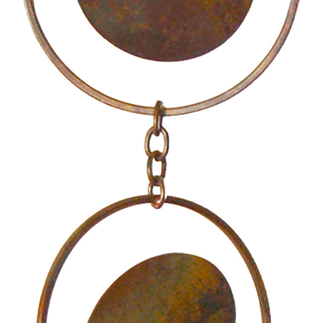 The Orbital Pluvials | 96" Flamed Copper Iron Square Rain Chain | Ancient Graffiti