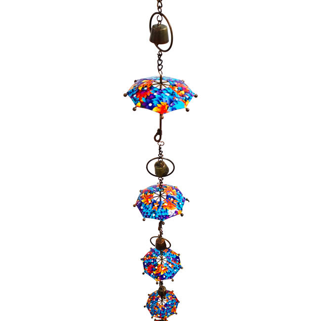 The Florentine Flora Umbrella | 95" Colorful Floral Steel Bell Rain Chain | Ancient Graffiti