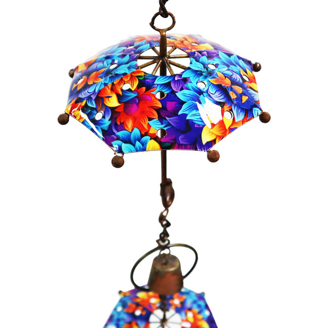 The Florentine Flora Umbrella | 95" Colorful Floral Steel Bell Rain Chain | Ancient Graffiti