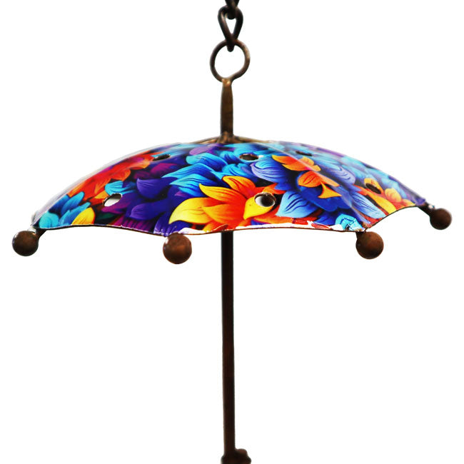 The Florentine Flora Umbrella | 95" Colorful Floral Steel Bell Rain Chain | Ancient Graffiti