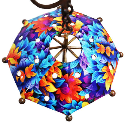 The Florentine Flora Umbrella | 95" Colorful Floral Steel Bell Rain Chain | Ancient Graffiti