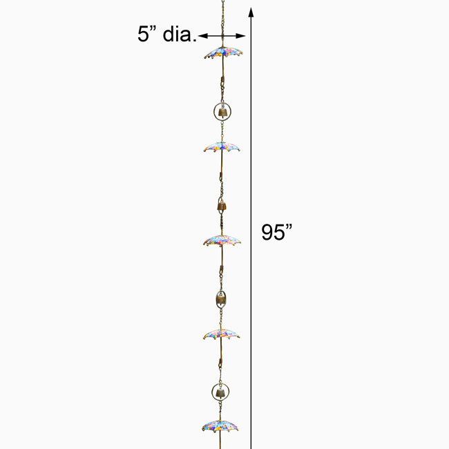 The Florentine Flora Umbrella | 95" Colorful Floral Steel Bell Rain Chain | Ancient Graffiti
