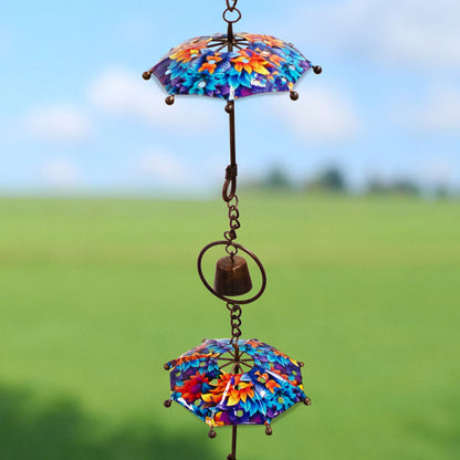 The Florentine Flora Umbrella | 95" Colorful Floral Steel Bell Rain Chain | Ancient Graffiti