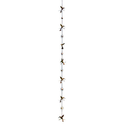 The Hummingbird Torrent | 92" Iridescent Flamed Copper Bell Steel Rain Chain | Ancient Graffiti