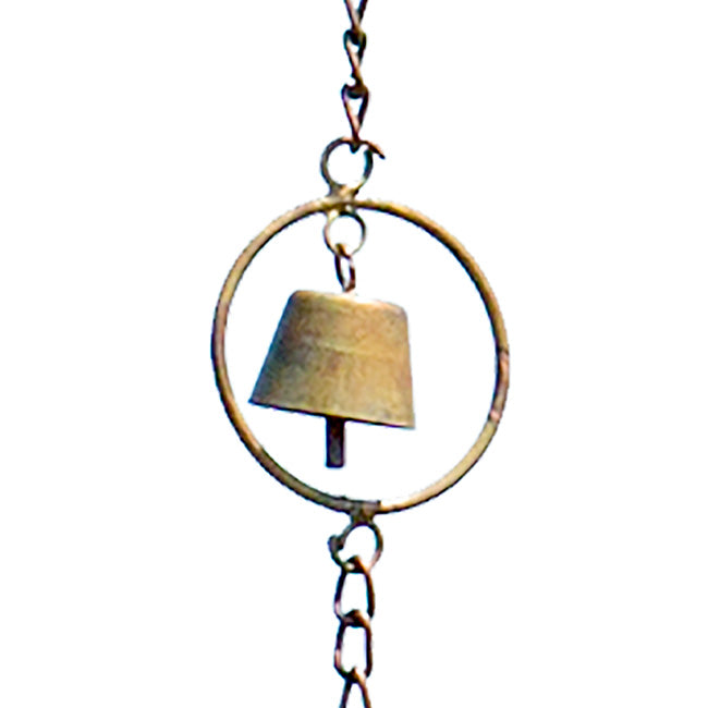 The Hummingbird Torrent | 92" Iridescent Flamed Copper Bell Steel Rain Chain | Ancient Graffiti