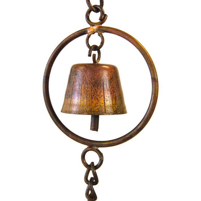 The Pine Cone Pinaceae Pendulum | 100" Flamed Copper Metal Bell Rain Chain | Ancient Graffiti