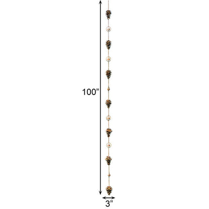 The Pine Cone Pinaceae Pendulum | 100" Flamed Copper Metal Bell Rain Chain | Ancient Graffiti