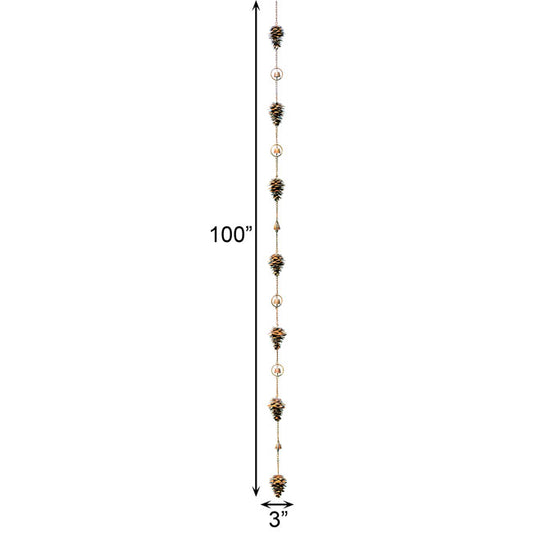 The Pine Cone Pinaceae Pendulum | 100" Flamed Copper Metal Bell Rain Chain | Ancient Graffiti
