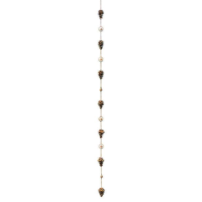 The Pine Cone Pinaceae Pendulum | 100" Flamed Copper Metal Bell Rain Chain | Ancient Graffiti