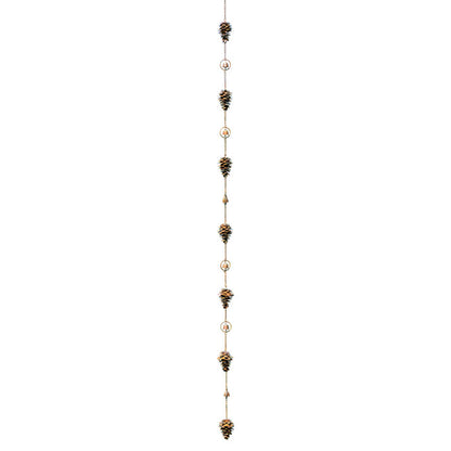 The Pine Cone Pinaceae Pendulum | 100" Flamed Copper Metal Bell Rain Chain | Ancient Graffiti