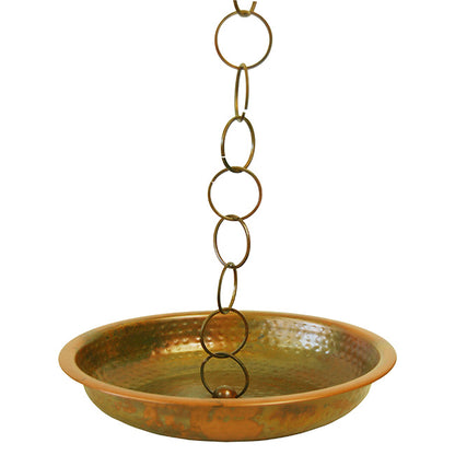 The Aureate Flamed Copper Steel Basin | 13" Hammered Rain Chain Anchor & Splash Bowl | Ancient Graffiti