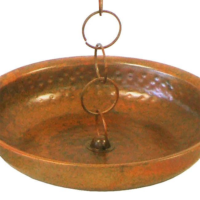 The Aureate Flamed Copper Steel Basin | 13" Hammered Rain Chain Anchor & Splash Bowl | Ancient Graffiti