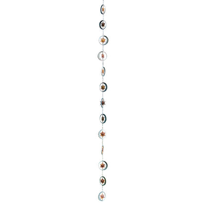 The Celestial Equinox Pirouette | 98" Sun and Moon Kinetic Bell Rain Chain | Ancient Graffiti